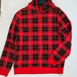New G by Guess Red and Black Plaid Turtleneck Sweater Sz L